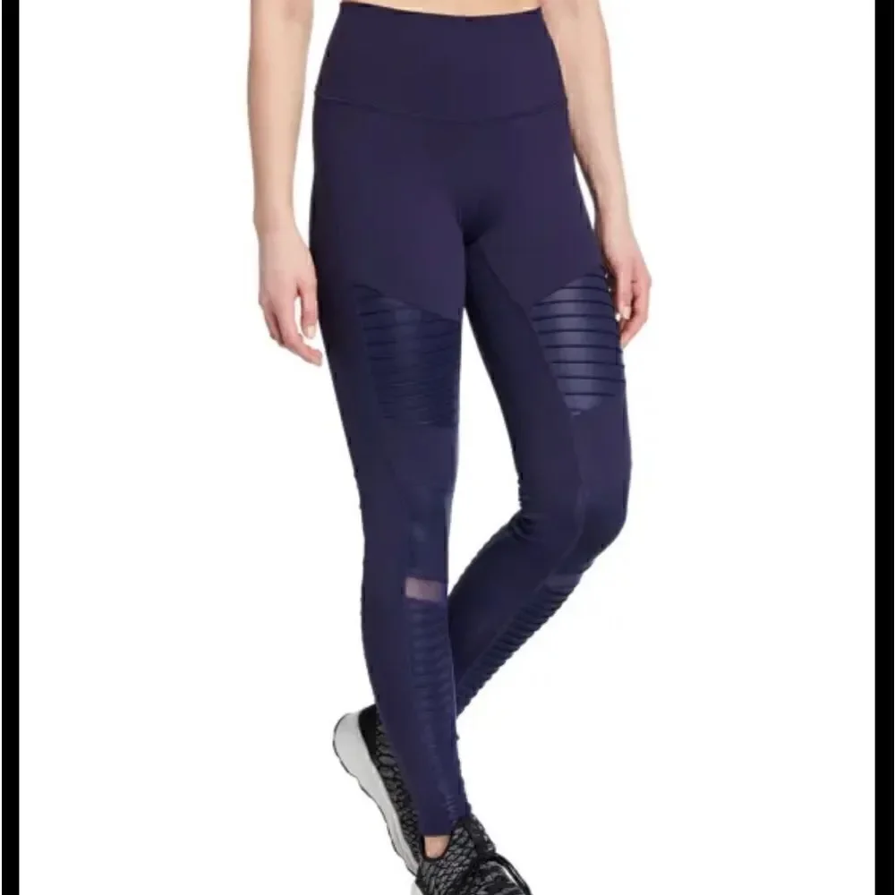 Alo yoga high waist moto workout leggings navy size small